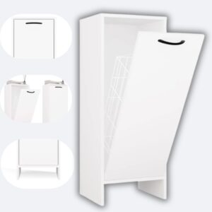 Topeshop Szafka łazienkowa NINA z koszem na pranie NINA 1K biała słupek 35 cm regał do łazienki 5900354142966