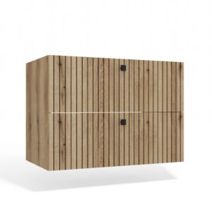 Topeshop SZAFKA POD UMYWALKĘ TIGO 80 2S DĄB EVOKE 2 SZUFLADY RYFLOWANY FRONT WISZĄCA