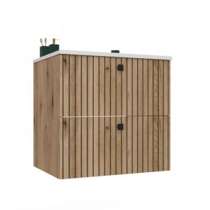 SZAFKA POD UMYWALKĘ TIGO 60 2S DĄB EVOKE RYFLOWANY FRONT + UMYWALKA