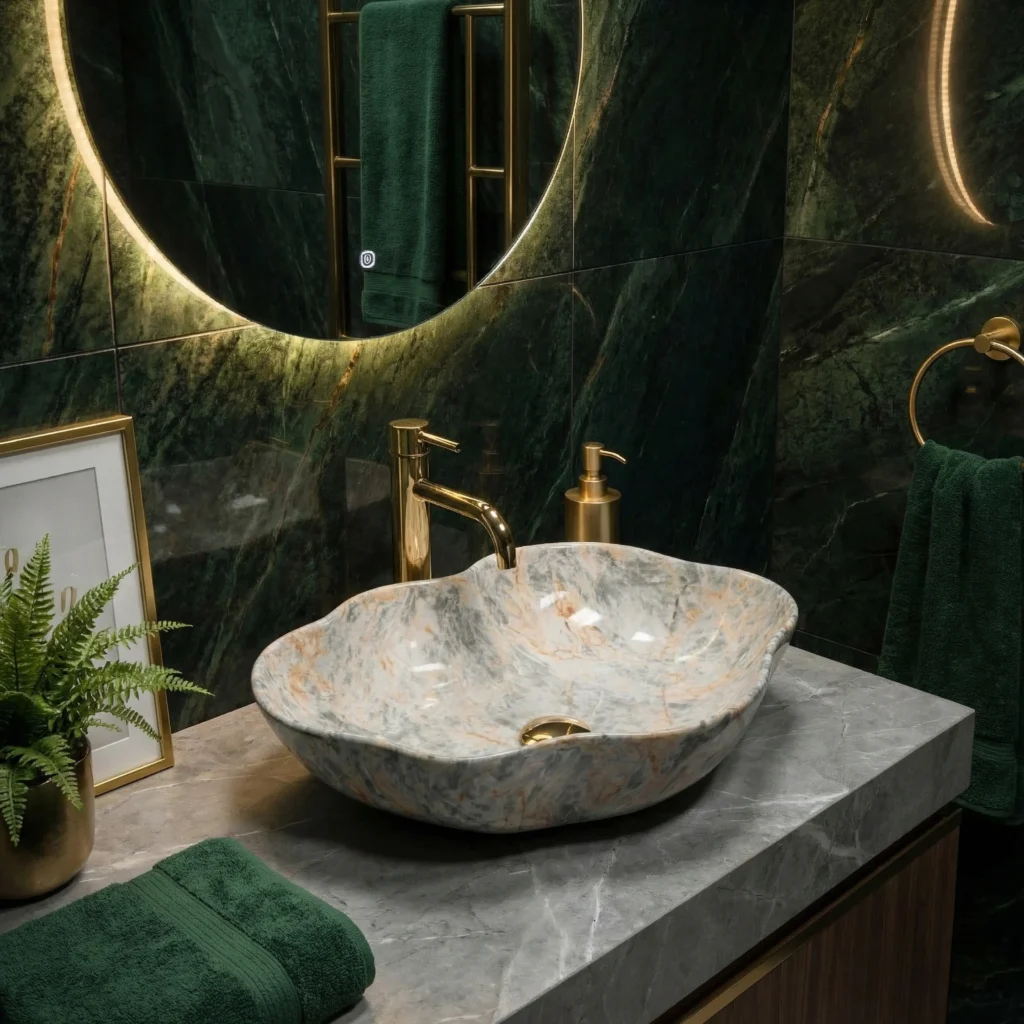 REA Umywalka nablatowa Rea Pearl Ruststone REA-U0620