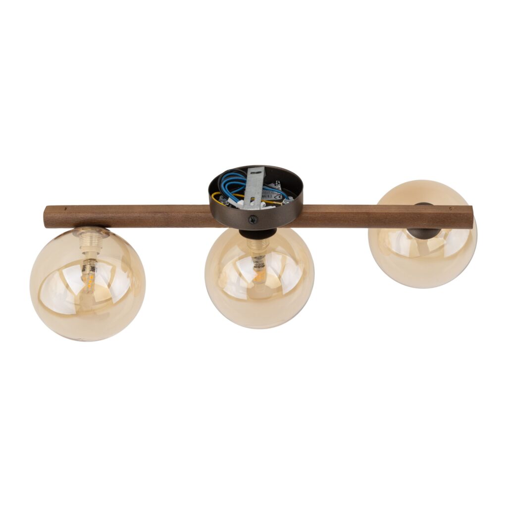 ESTERA WOOD ORZECH BURSZTYN LAMPA SUFITOWA 3XG9
