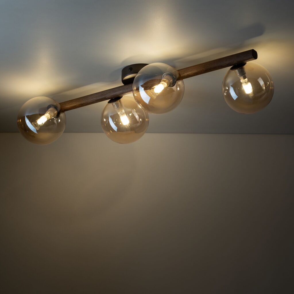ESTERA WOOD ORZECH BURSZTYN LAMPA SUFITOWA 4XG9