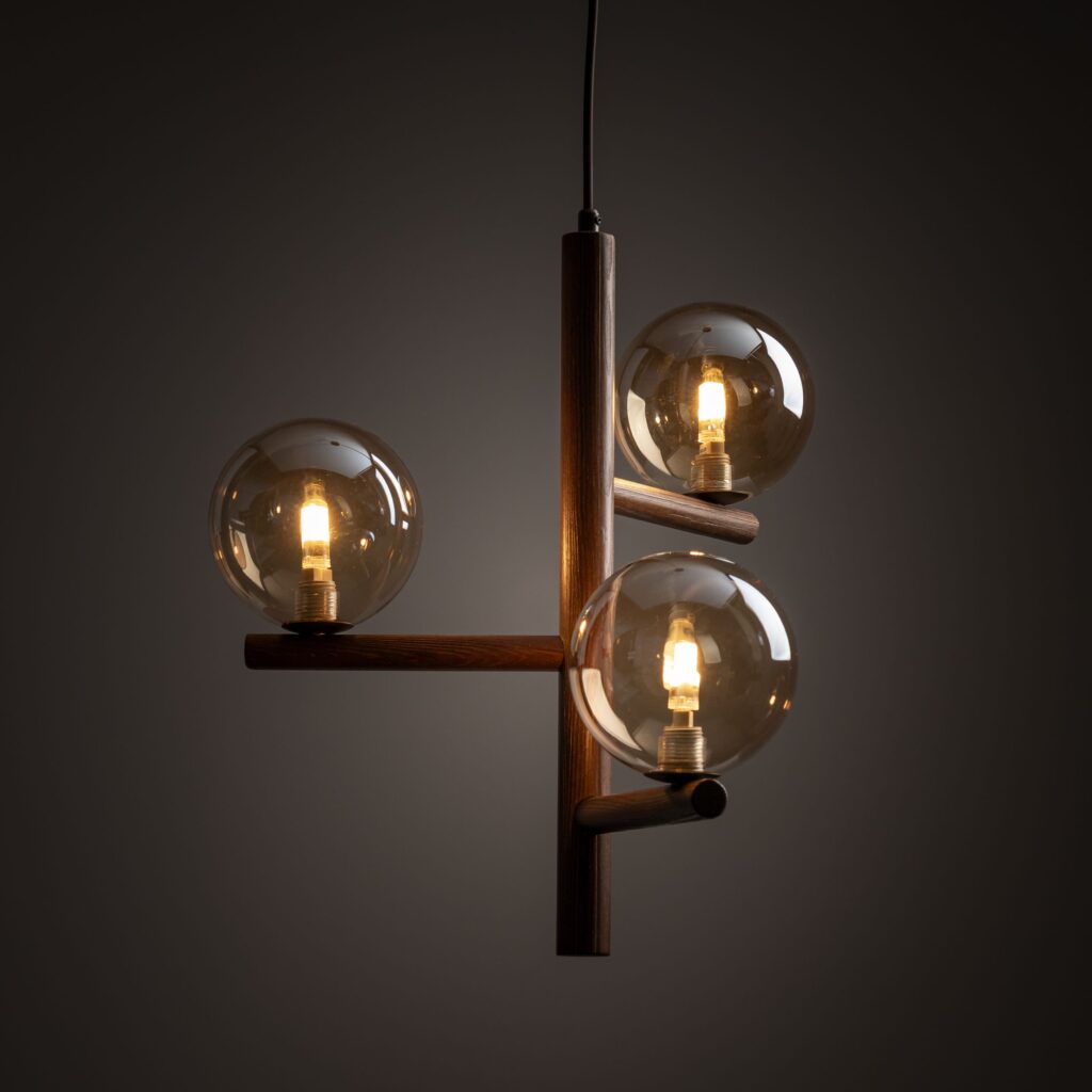 ESTERA WOOD ORZECH BURSZTYN LAMPA WISZACA 3XG9