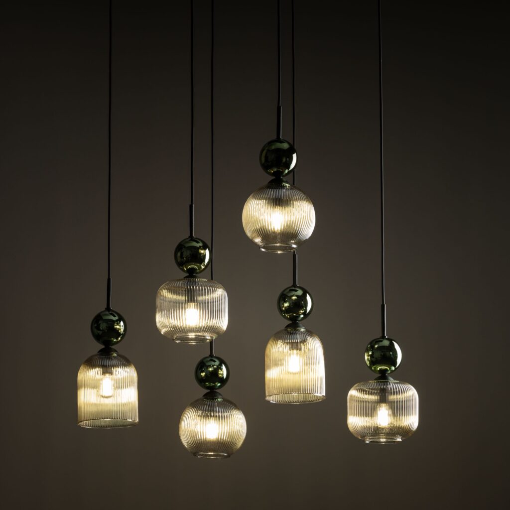 SOPHIA GREEN COGNAC LAMPA WISZĄCA 6XE14