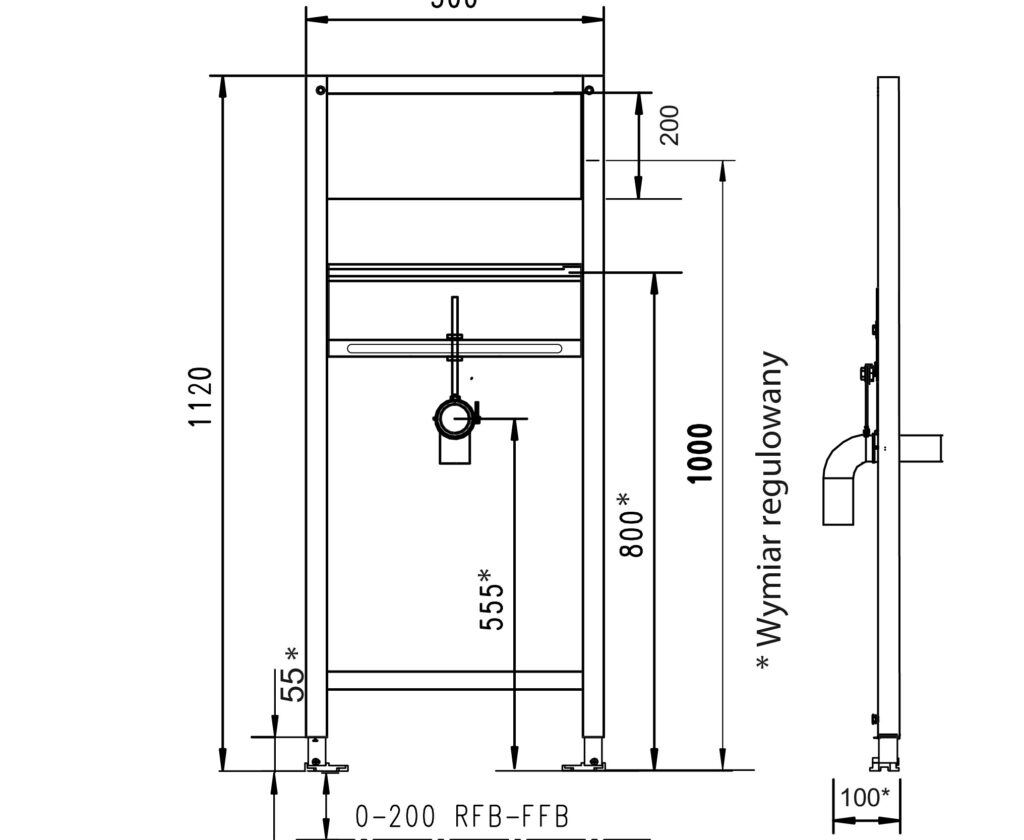 JOMO/WERIT JOMOTech STELAŻ UMYWALKA H=1120 / MOCOWANIE ARMATURA PŁYTA 104-000000008