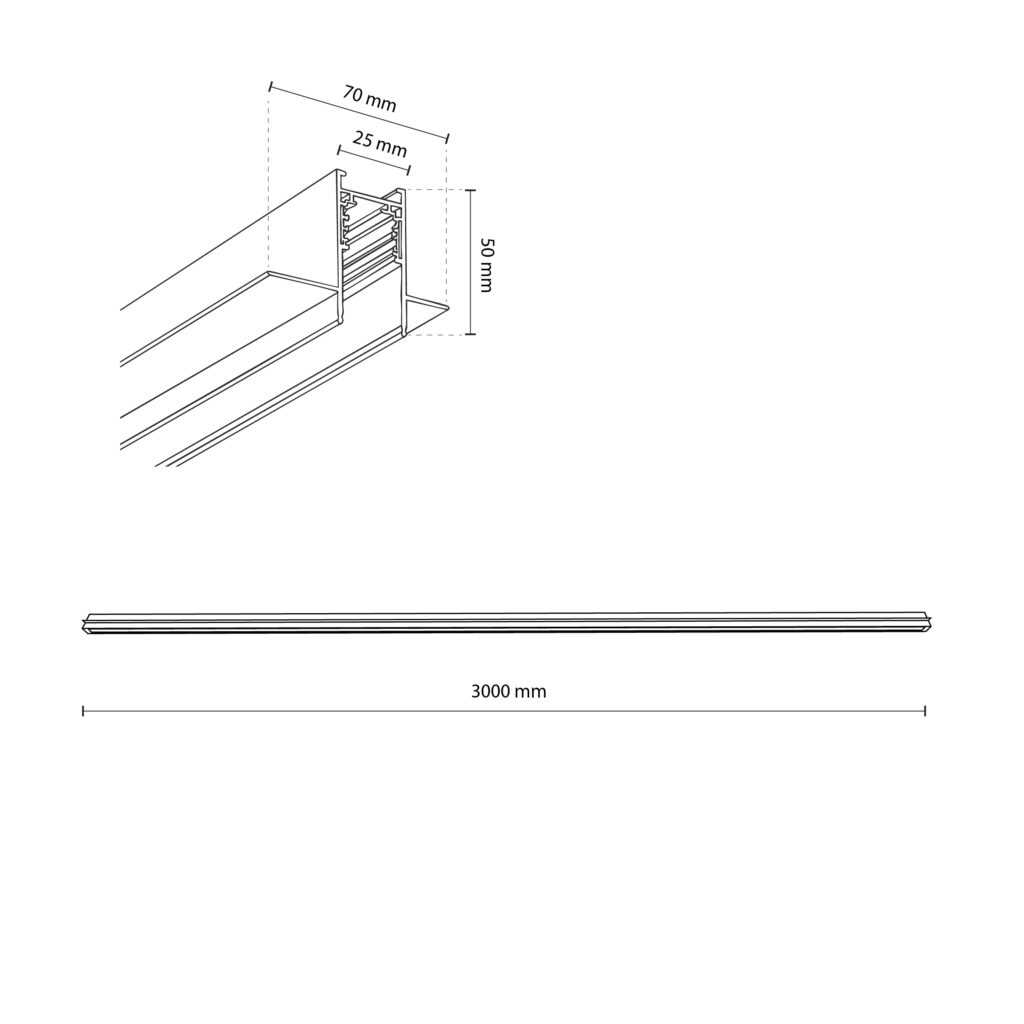 MAGNETIC EASY SZYNA BLACK PODTYNKOWA 3M