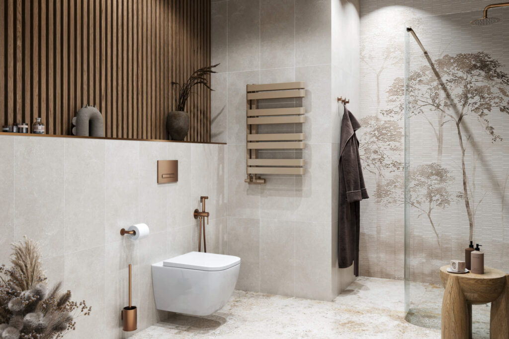 Caldo zestaw trójosiowy z głowicą termostatyczną, lewy, cappuccino