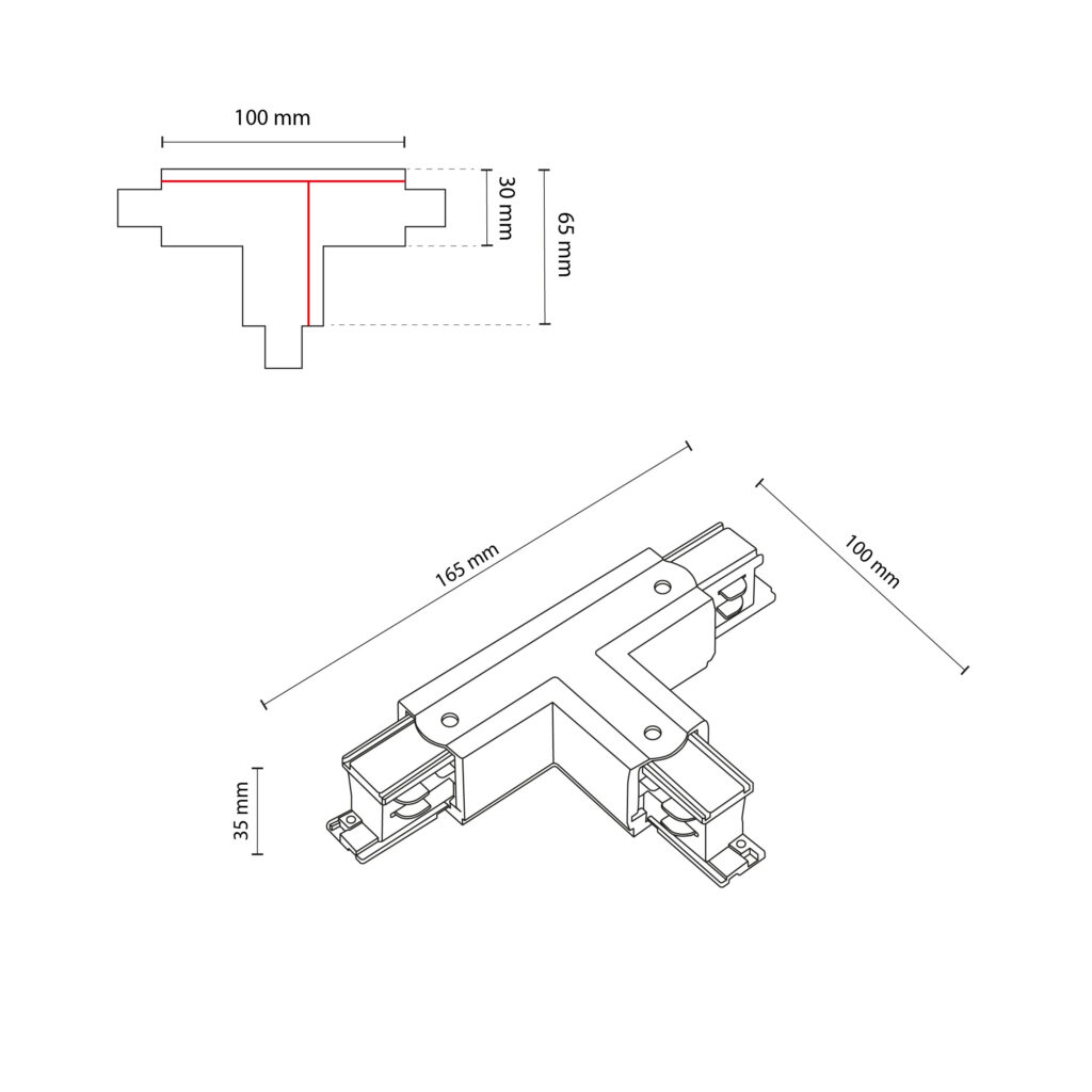 TRACER TRÓJOBWODOWY WHITE ŁĄCZNIK T LEFT-1