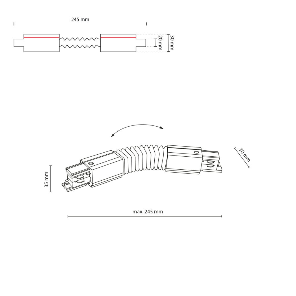 TRACER TRÓJOBWODOWY BLACK ŁĄCZNIK ELASTYCZNY