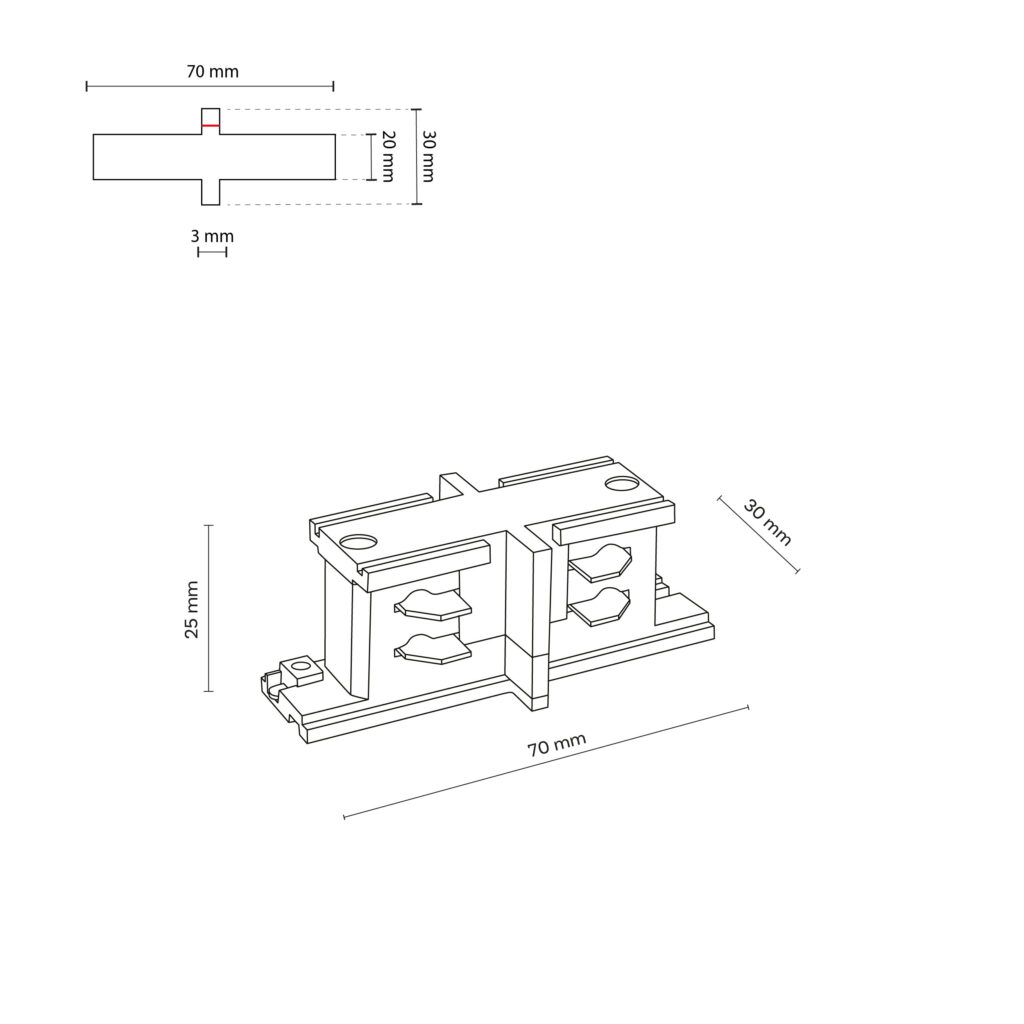 TRACER TRÓJOBWODOWY BLACK ŁĄCZNIK PROSTY