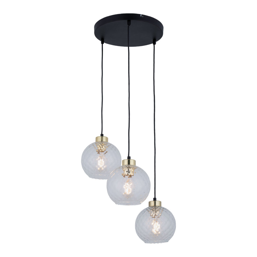 DEVON LAMPA WISZĄCA 3 KOŁO TRANSPARENT