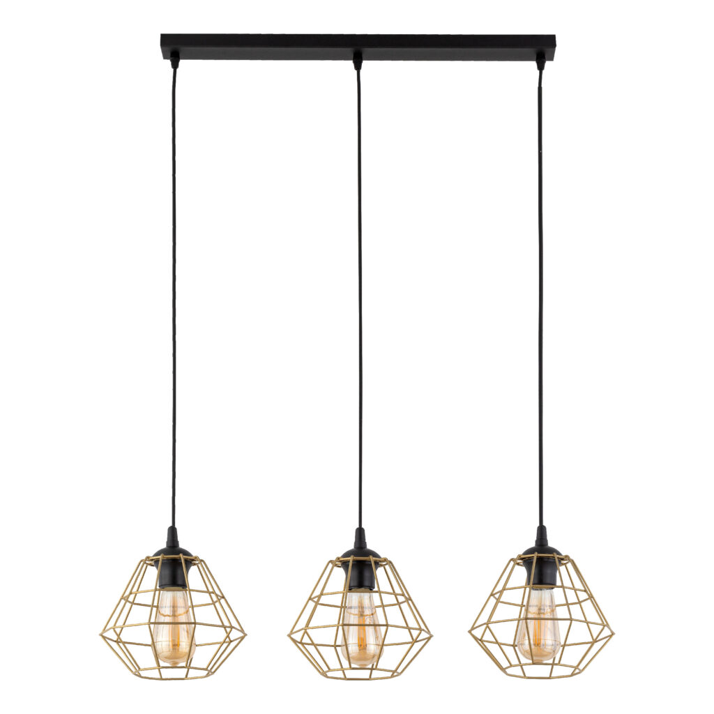 DIAMOND NEW BLACK/GOLD LAMPA WISZĄCA 3 LISTWA