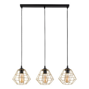 DIAMOND NEW BLACK/GOLD LAMPA WISZĄCA 3 LISTWA