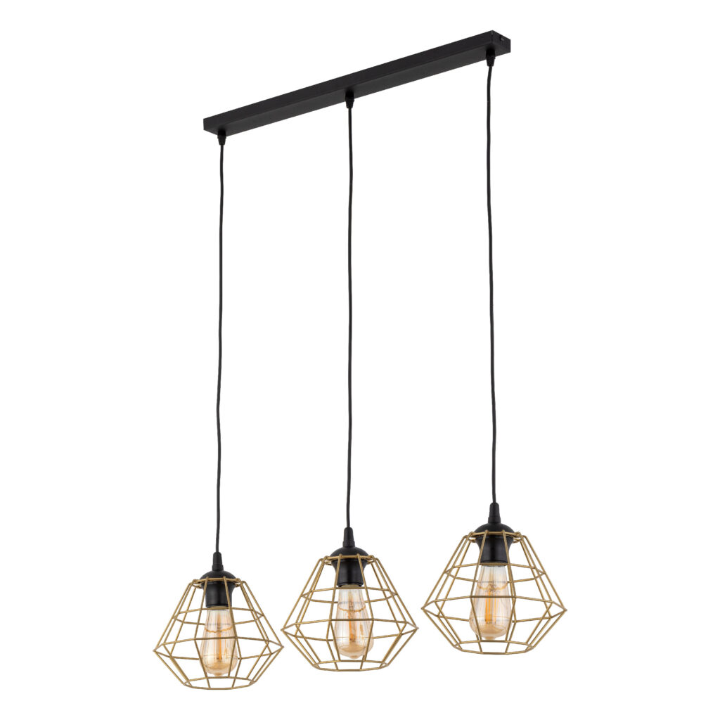 DIAMOND NEW BLACK/GOLD LAMPA WISZĄCA 3 LISTWA