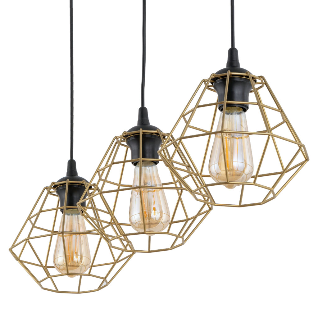 DIAMOND NEW BLACK/GOLD LAMPA WISZĄCA 3 LISTWA