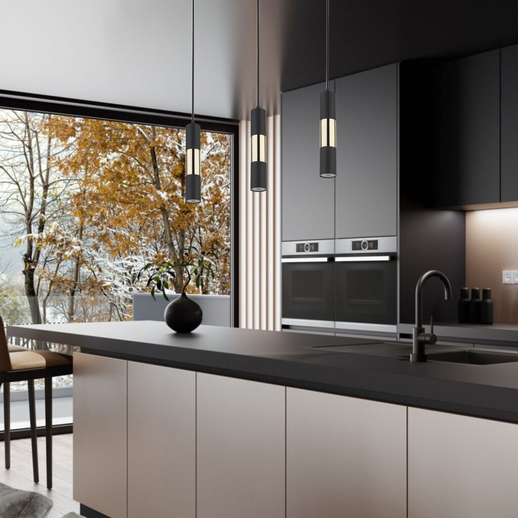 VIVIEN BLACK/GOLD LAMPA WISZĄCA 3 LISTWA