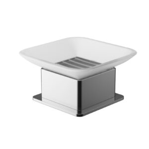 Riko mydelniczka stojąca szklana, chrom