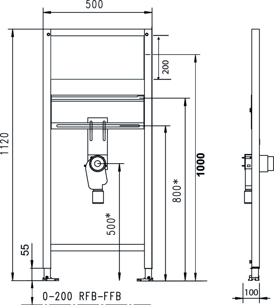 JOMO/WERIT JOMOTech STELAŻ UMYWALKA NIEPEŁNOSPRAWNI H=1120 / MOCOWANIE ARMATURY / SYFON 104-000000002