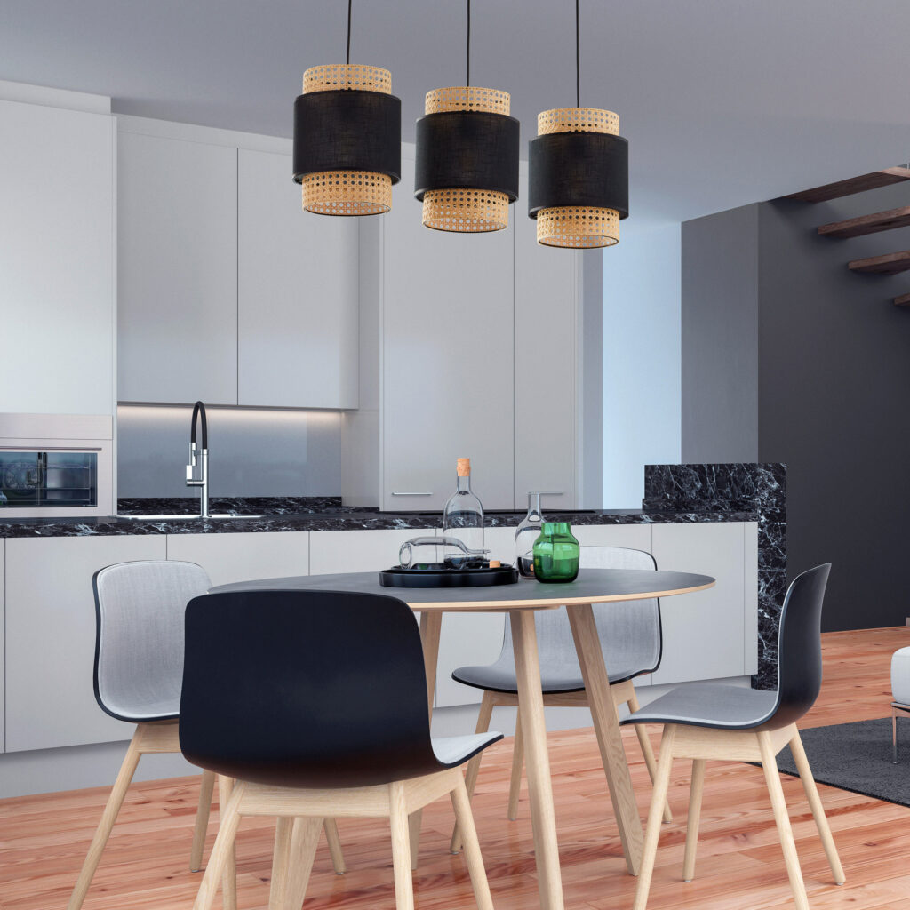 BOHO BLACK LAMPA WISZĄCA 3 LISTWA