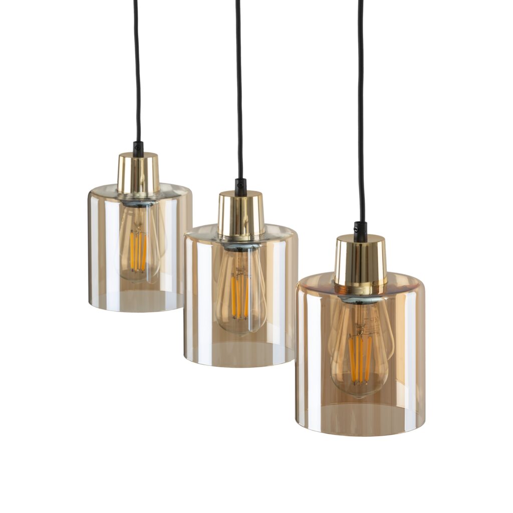 SIERRA GOLD AMBER LAMPA WISZĄCA 3 LISTWA