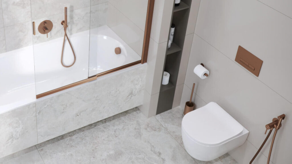 Aurro Fresh przycisk spłukujący do stelaża podtynkowego WC Shiro Premium, miedziany szczotkowany