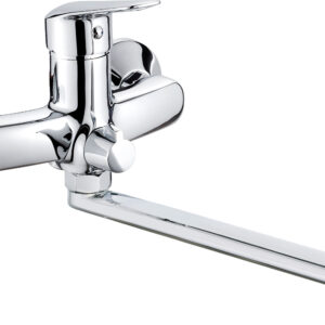 Bateria umywalkowa ścienna z wydłużoną wylewką – podłączenie na wąż