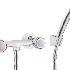 Bateria prysznicowa ścienna z zestawem prysznicowym