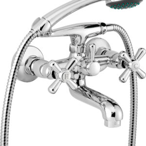 Bateria wannowa ścienna z zestawem prysznicowym