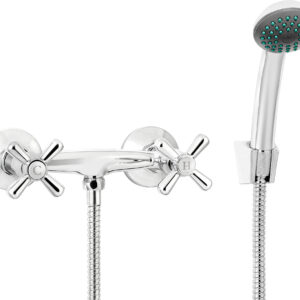 Bateria prysznicowa ścienna z zestawem prysznicowym