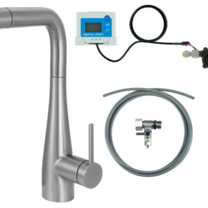 Bateria kuchenna z zestawem do filtracji wody  z wyciąganą wylewką