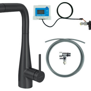 Bateria kuchenna z zestawem do filtracji wody  z wyciąganą wylewką