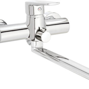 Bateria umywalkowa ścienna z wydłużoną wylewką – podłączenie na wąż