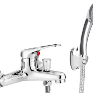 Bateria wannowa ścienna z zestawem prysznicowym