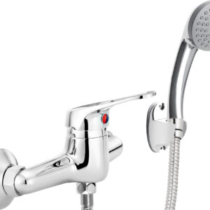 Bateria prysznicowa ścienna z zestawem prysznicowym