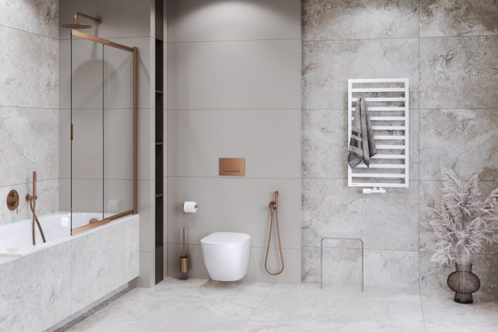 Caldo zestaw zintegrowany z głowicą termostatyczną, lewy, biały mat