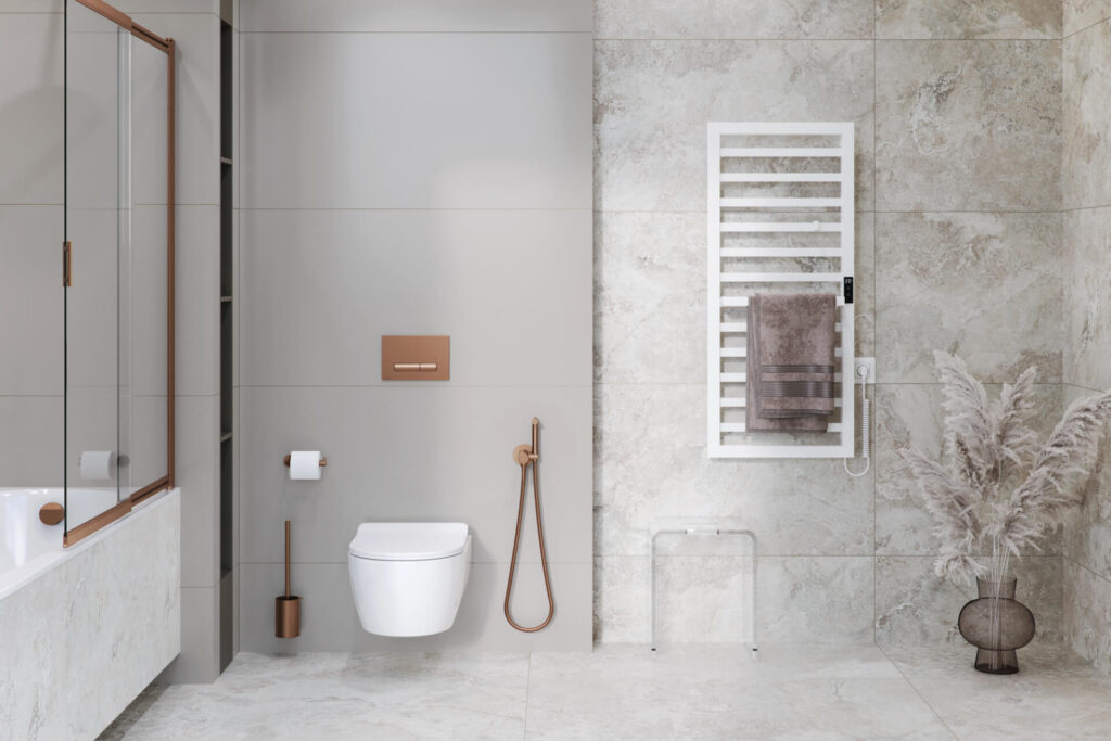 Brego Smart grzejnik łazienkowy elektryczny 115×50 cm, biały mat