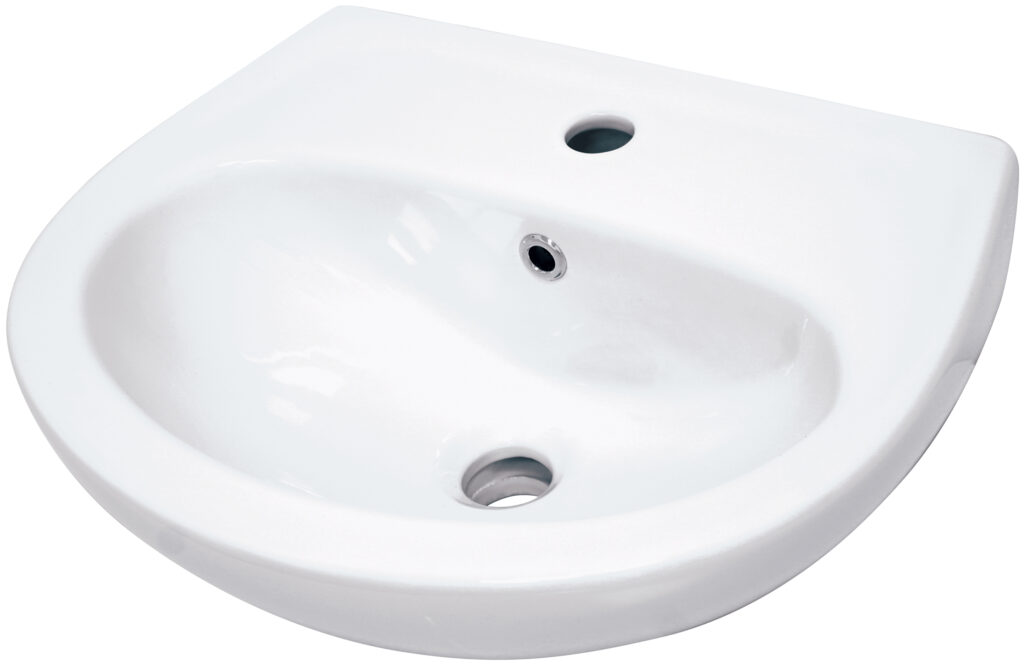 Umywalka ceramiczna ścienna z miejscem na baterię