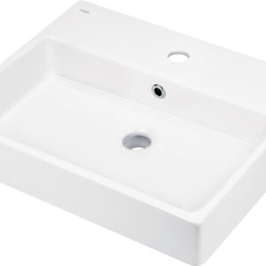 Umywalka ceramiczna nablatowa/ścienna z miejscem na baterię – 50×40 cm