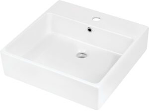 Umywalka ceramiczna nablatowa/ścienna z miejscem na baterię – 50×50 cm