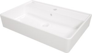 Umywalka ceramiczna nablatowa/ścienna z miejscem na baterię – 61×41 cm