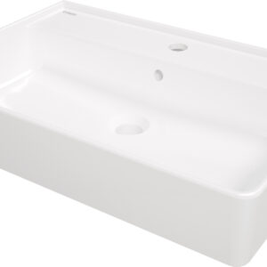 Umywalka ceramiczna nablatowa/ścienna z miejscem na baterię – 61×41 cm