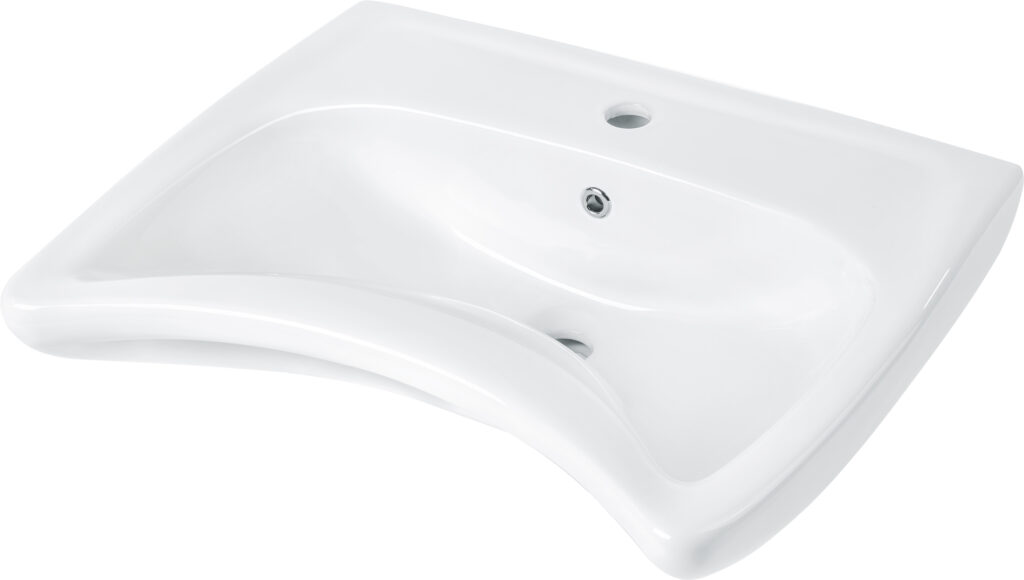 Umywalka ceramiczna ścienna z miejscem na baterię – dla osób z ograniczeniami ruchowymi
