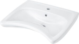 Umywalka ceramiczna ścienna z miejscem na baterię – dla osób z ograniczeniami ruchowymi