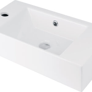 Umywalka ceramiczna nablatowa/ścienna z miejscem na baterię – lewa