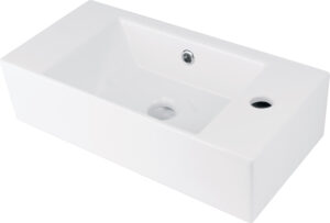 Umywalka ceramiczna nablatowa/ścienna z miejscem na baterię – prawa