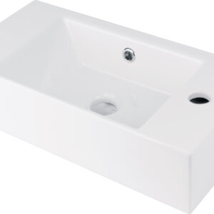 Umywalka ceramiczna nablatowa/ścienna z miejscem na baterię – prawa