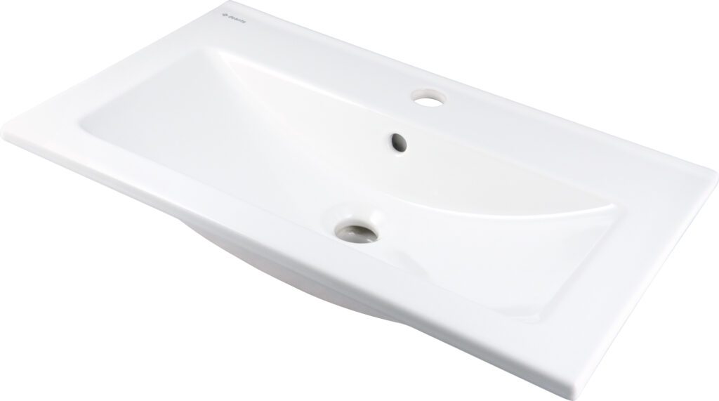 Umywalka ceramiczna wpuszczana z miejscem na baterię