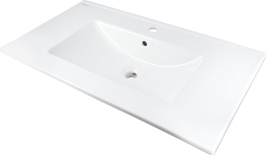 Umywalka ceramiczna wpuszczana z miejscem na baterię