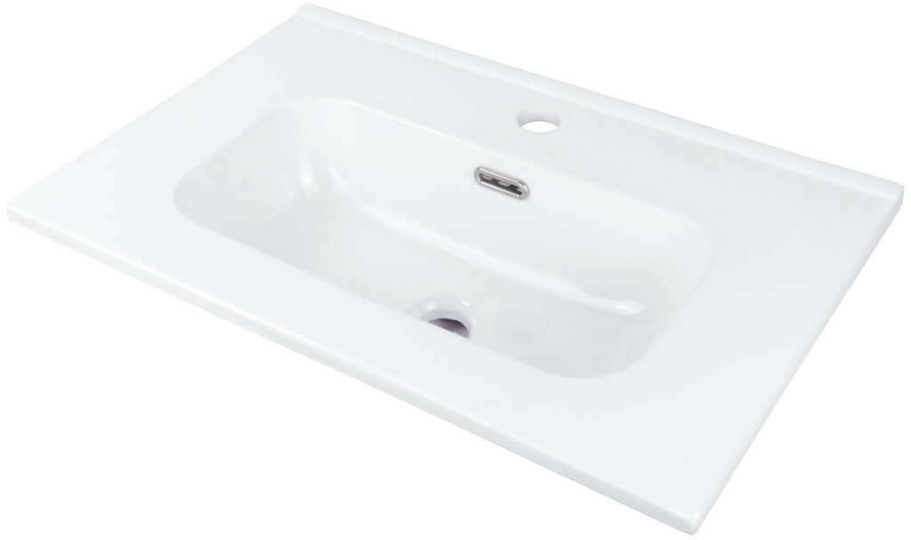 Umywalka ceramiczna wpuszczana z miejscem na baterię – 60 cm