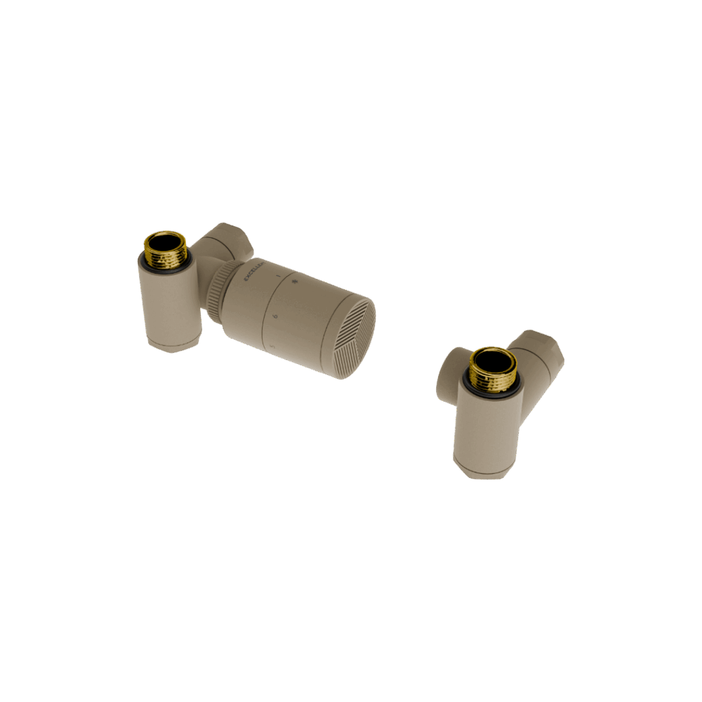 Caldo zestaw trójosiowy z głowicą termostatyczną z opcją montażu grzałki, lewy, cappuccino